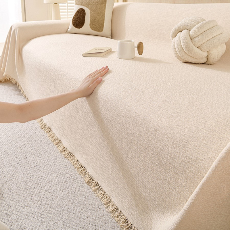 Husă de canapea din bumbac și in, antialunecare, model solid, stil japonez, tip pernă, Shuyi