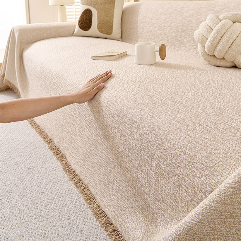 Husă de canapea din bumbac și in, antialunecare, model solid, stil japonez, tip pernă, Shuyi