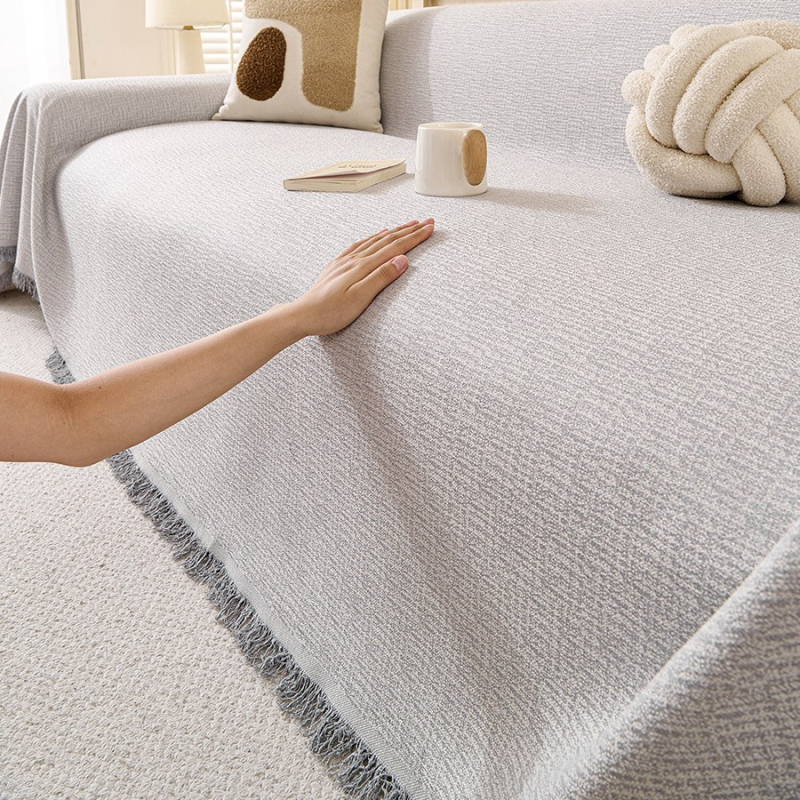 Husă de canapea din bumbac și in, antialunecare, model solid, stil japonez, tip pernă, Shuyi