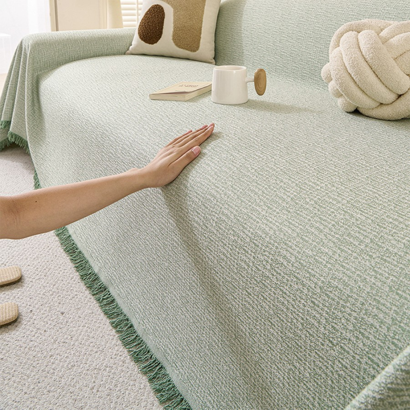 Husă de canapea din bumbac și in, antialunecare, model solid, stil japonez, tip pernă, Shuyi