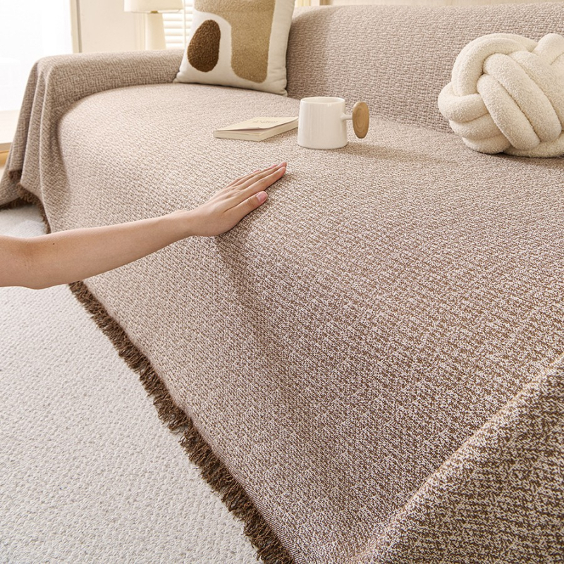 Husă de canapea din bumbac și in, antialunecare, model solid, stil japonez, tip pernă, Shuyi