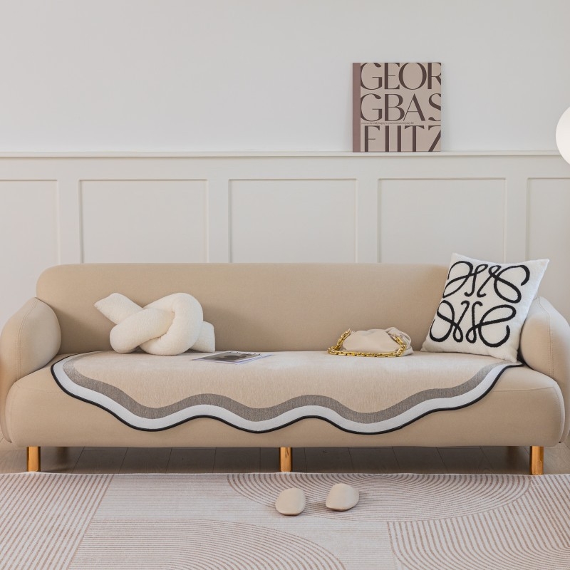 Acoperire pentru pernă canapea pentru canapea de trei locuri, chenille, anti-zgâriere de pisici, antiderapant, stil simplu