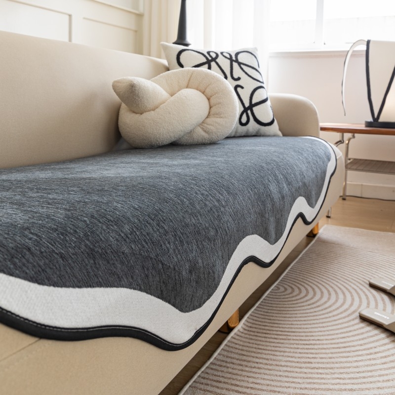 Acoperire pentru pernă canapea pentru canapea de trei locuri, chenille, anti-zgâriere de pisici, antiderapant, stil simplu