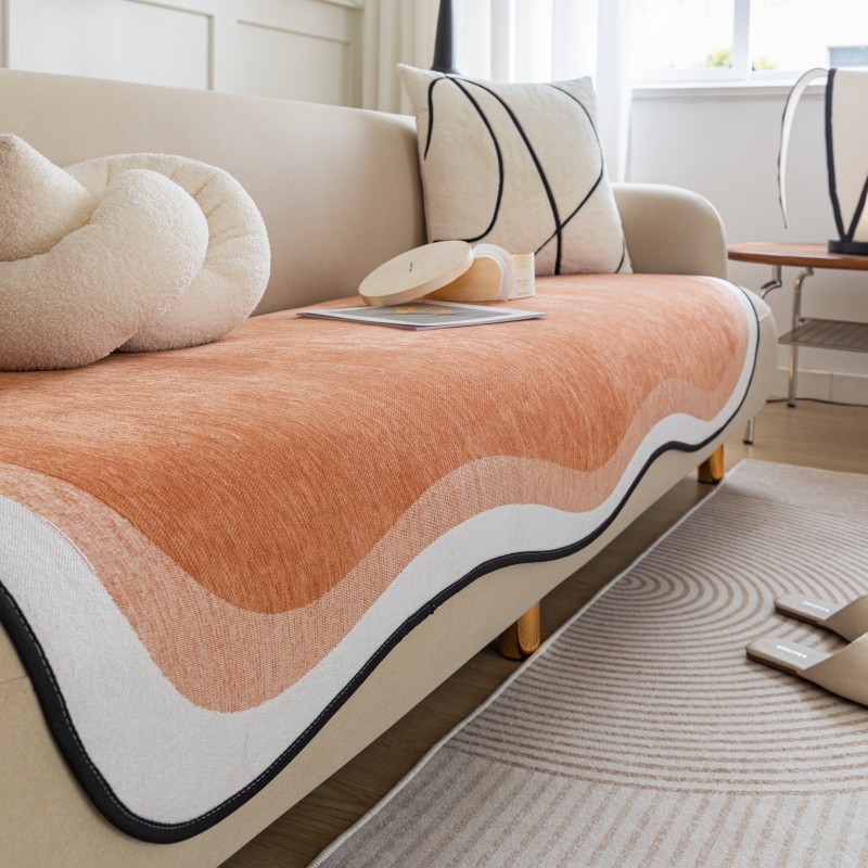 Acoperire pentru pernă canapea pentru canapea de trei locuri, chenille, anti-zgâriere de pisici, antiderapant, stil simplu