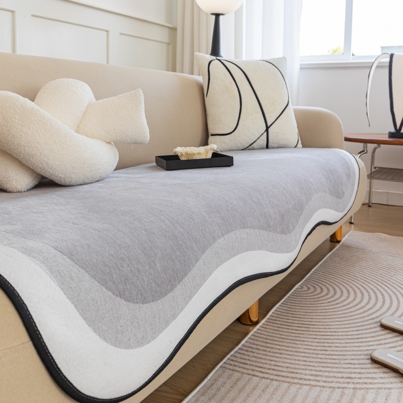 Acoperire pentru pernă canapea pentru canapea de trei locuri, chenille, anti-zgâriere de pisici, antiderapant, stil simplu