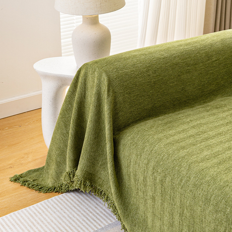 Husă canapea Chenille, model chevron (herringbone), material poliester-bumbac, plăcută la atingere, personalizare disponibilă, lavabilă la mașină, potrivită pentru canapea de tip combinație, stil simplu