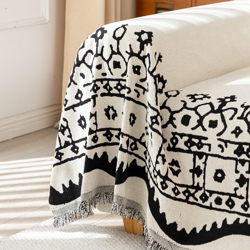 Husă chenille pentru canapea de trei locuri, model geometric, potrivire universală, husă cu pad pentru pernă, stil minimalist modern