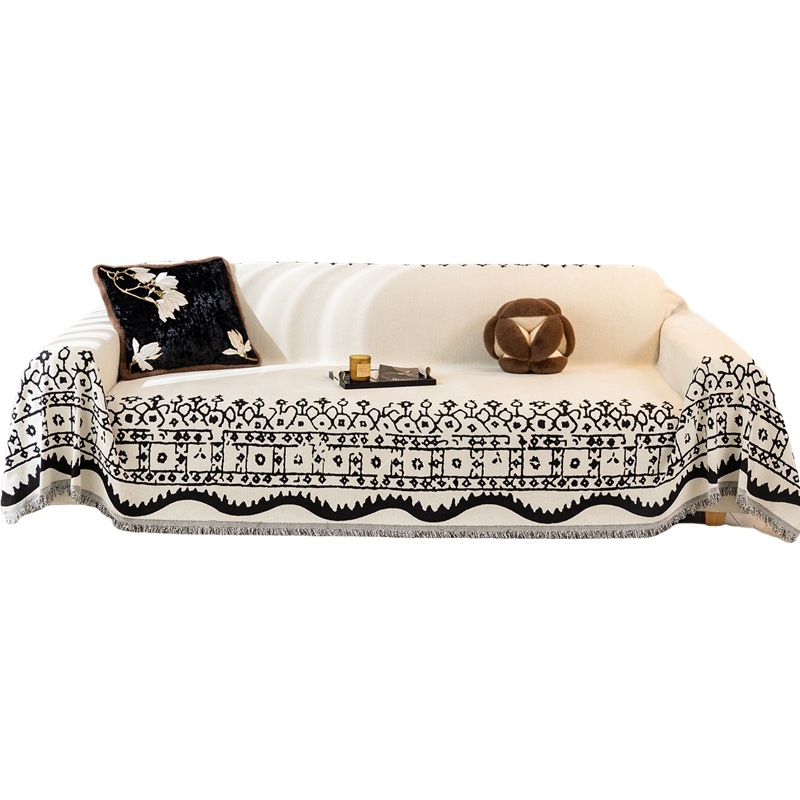 Husă chenille pentru canapea de trei locuri, model geometric, potrivire universală, husă cu pad pentru pernă, stil minimalist modern