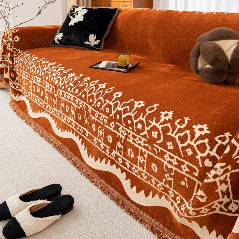 Husă chenille pentru canapea de trei locuri, model geometric, potrivire universală, husă cu pad pentru pernă, stil minimalist modern