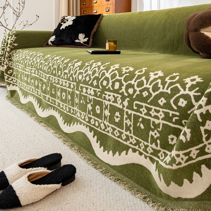 Husă chenille pentru canapea de trei locuri, model geometric, potrivire universală, husă cu pad pentru pernă, stil minimalist modern