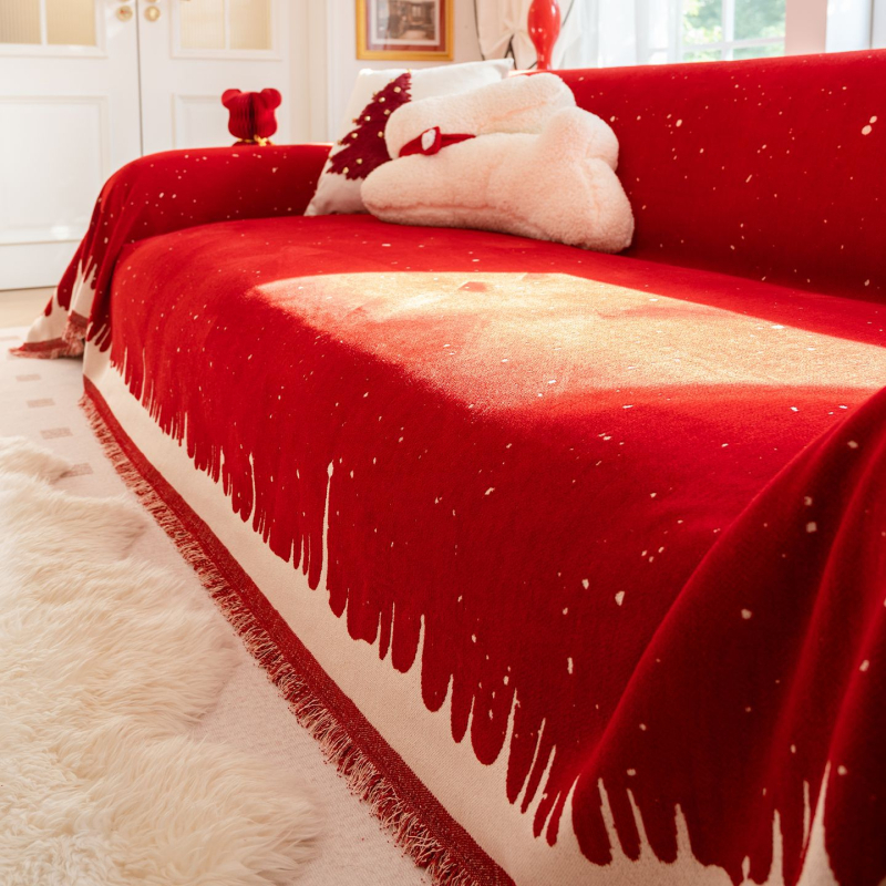 Prosop de canapea Chenille pentru canapea sectional, stil Crăciun, design din țesătură