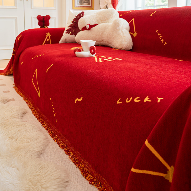 Prosop de canapea Chenille pentru canapea sectional, stil Crăciun, design din țesătură