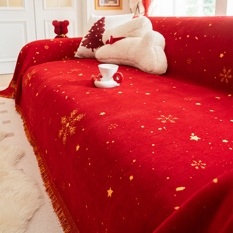 Prosop de canapea Chenille pentru canapea sectional, stil Crăciun, design din țesătură
