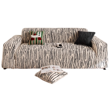 Husa de canapea - imprimeu zebra, velur din bumbac Shu, acoperire 360° completă, potrivită pentru canapele modulare, absorbție de umiditate și respirabilitate, stil retro, păstrarea căldurii