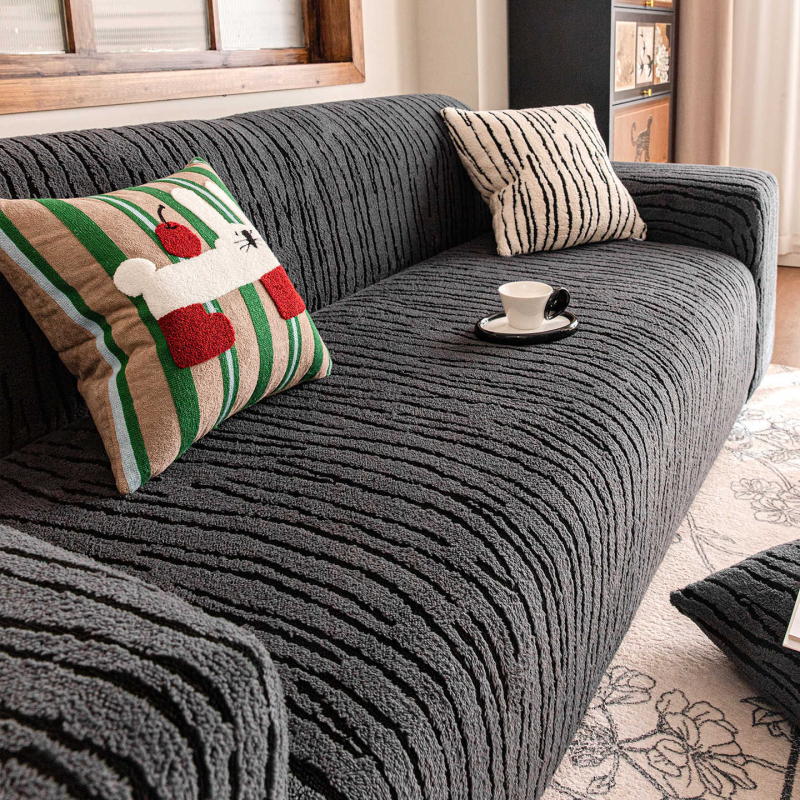 Husa de canapea - imprimeu zebra, velur din bumbac Shu, acoperire 360° completă, potrivită pentru canapele modulare, absorbție de umiditate și respirabilitate, stil retro, păstrarea căldurii