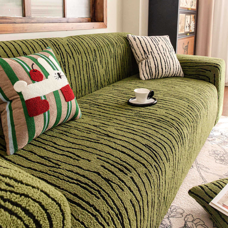 Husa de canapea - imprimeu zebra, velur din bumbac Shu, acoperire 360° completă, potrivită pentru canapele modulare, absorbție de umiditate și respirabilitate, stil retro, păstrarea căldurii