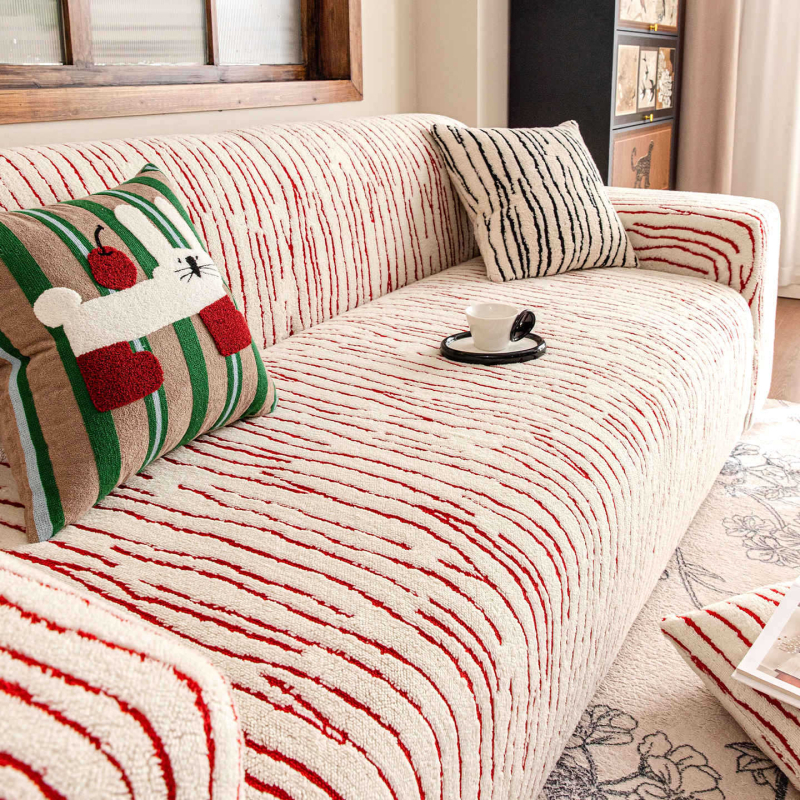 Husa de canapea - imprimeu zebra, velur din bumbac Shu, acoperire 360° completă, potrivită pentru canapele modulare, absorbție de umiditate și respirabilitate, stil retro, păstrarea căldurii