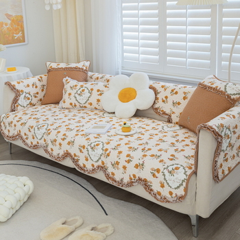 Husă de pernă pentru canapea din bumbac 100%, tapițată, anti-derapare, potrivită pentru canapea de trei locuri, stil modern minimalist, model uni sau floral