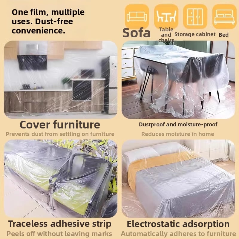 Husă canapea cu folie plastic anti-praf, pentru living, stil simplu modern