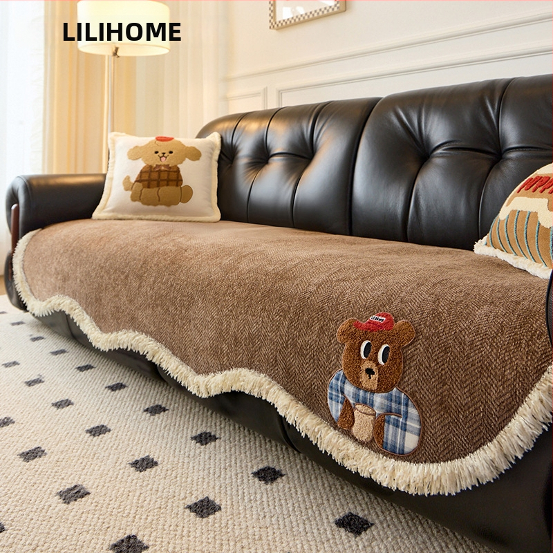 Chenille navlaka za jastuke za kutnu garnituru, s karikaturističkim uzorkom, minimalisticki stil, model Cushion Cloth Type