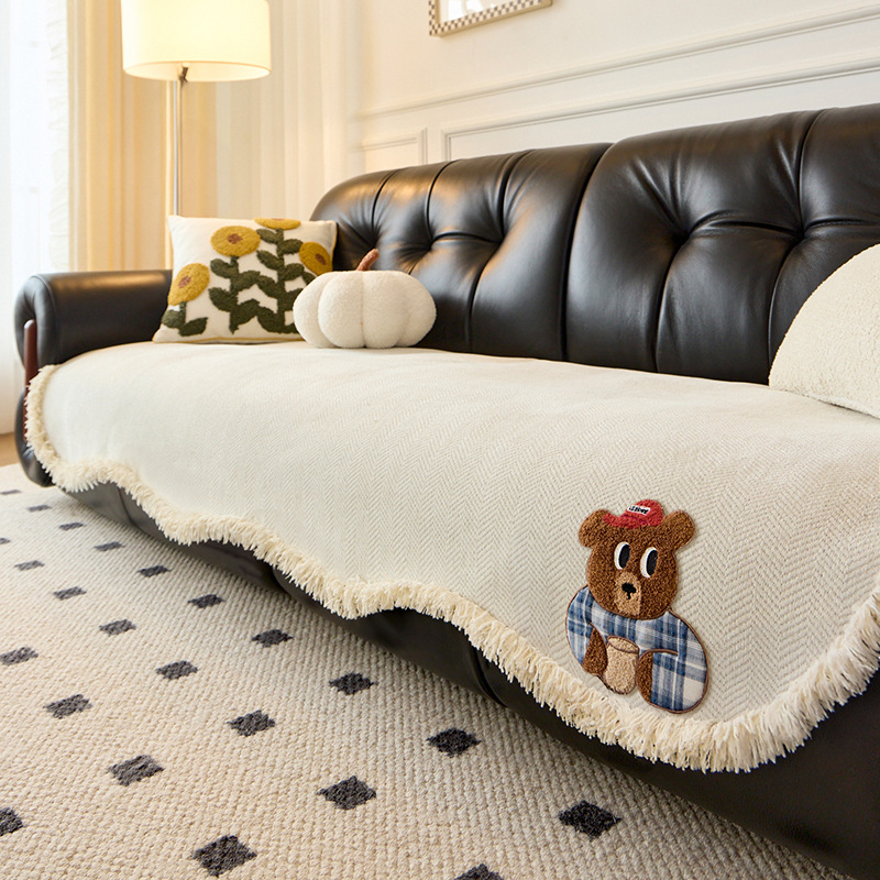 Chenille navlaka za jastuke za kutnu garnituru, s karikaturističkim uzorkom, minimalisticki stil, model Cushion Cloth Type
