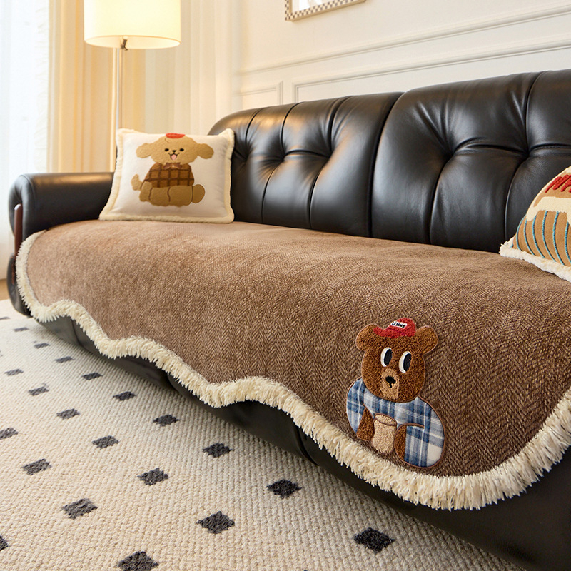 Chenille navlaka za jastuke za kutnu garnituru, s karikaturističkim uzorkom, minimalisticki stil, model Cushion Cloth Type