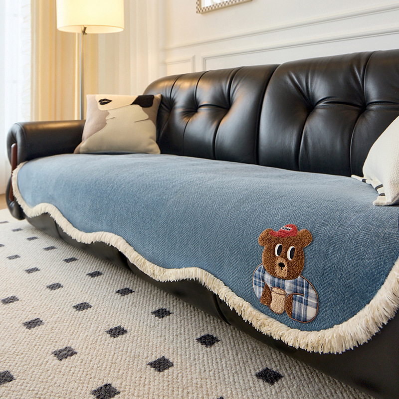 Chenille navlaka za jastuke za kutnu garnituru, s karikaturističkim uzorkom, minimalisticki stil, model Cushion Cloth Type