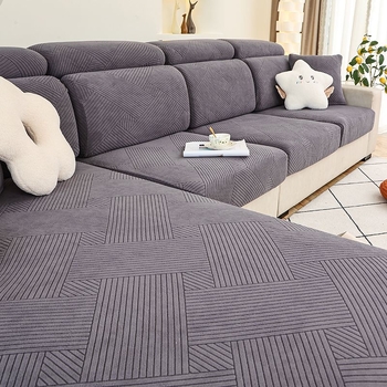 Debeli navlaka za kauč s elastičnim punjenjem, univerzalni set za kauč- chaise longue, protuklizna zaštitna navlaka, skandinavski stil