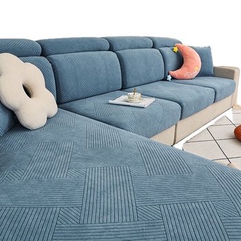 Debeli navlaka za kauč s elastičnim punjenjem, univerzalni set za kauč- chaise longue, protuklizna zaštitna navlaka, skandinavski stil