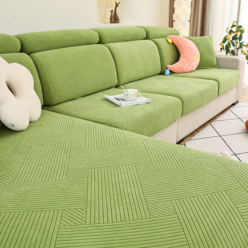 Debeli navlaka za kauč s elastičnim punjenjem, univerzalni set za kauč- chaise longue, protuklizna zaštitna navlaka, skandinavski stil