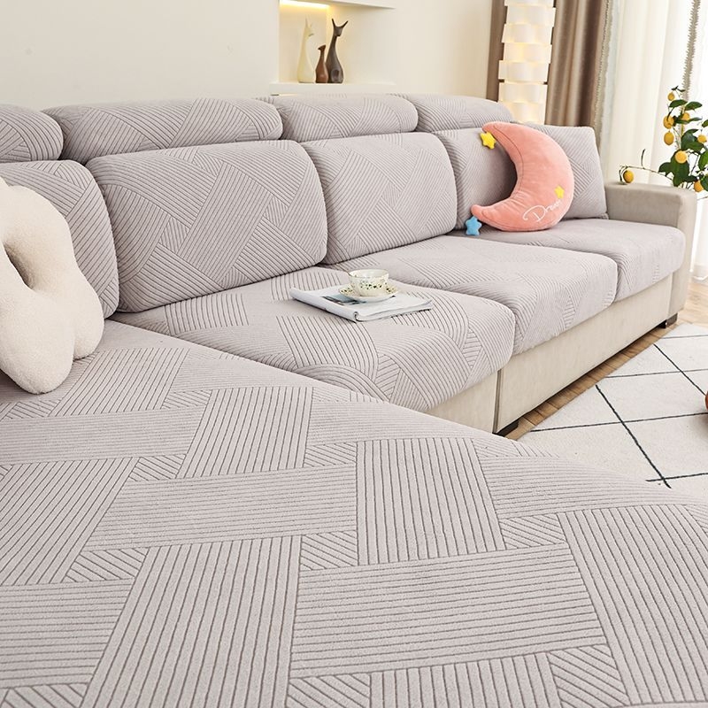 Debeli navlaka za kauč s elastičnim punjenjem, univerzalni set za kauč- chaise longue, protuklizna zaštitna navlaka, skandinavski stil