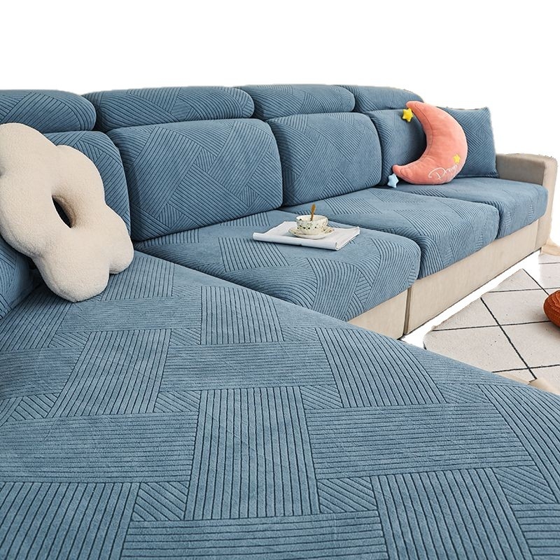 Debeli navlaka za kauč s elastičnim punjenjem, univerzalni set za kauč- chaise longue, protuklizna zaštitna navlaka, skandinavski stil