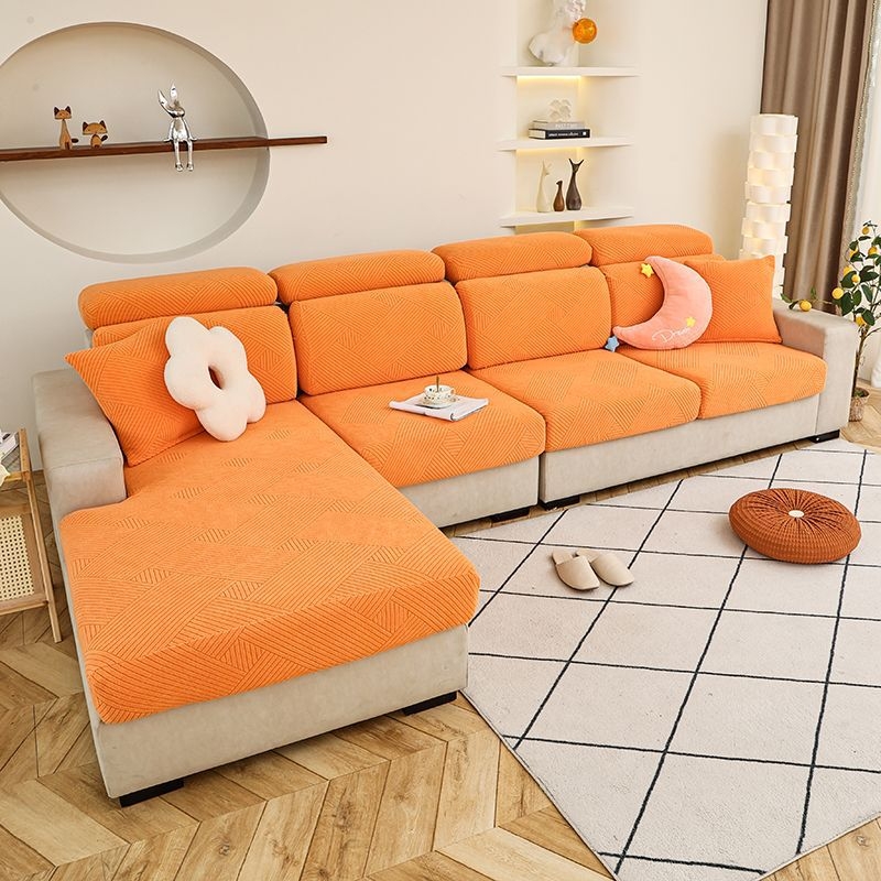 Debeli navlaka za kauč s elastičnim punjenjem, univerzalni set za kauč- chaise longue, protuklizna zaštitna navlaka, skandinavski stil