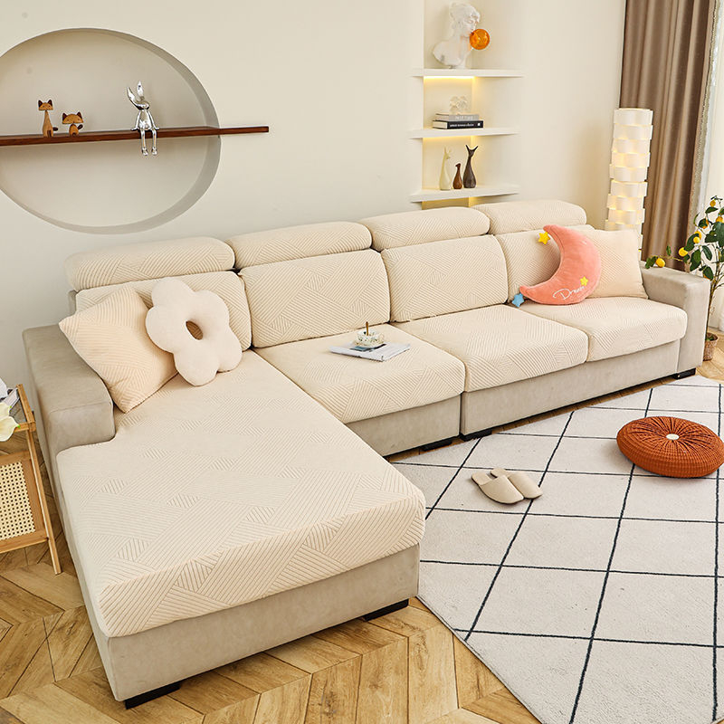 Debeli navlaka za kauč s elastičnim punjenjem, univerzalni set za kauč- chaise longue, protuklizna zaštitna navlaka, skandinavski stil