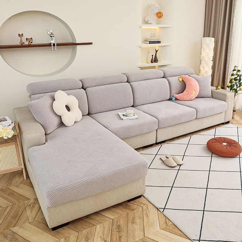 Debeli navlaka za kauč s elastičnim punjenjem, univerzalni set za kauč- chaise longue, protuklizna zaštitna navlaka, skandinavski stil