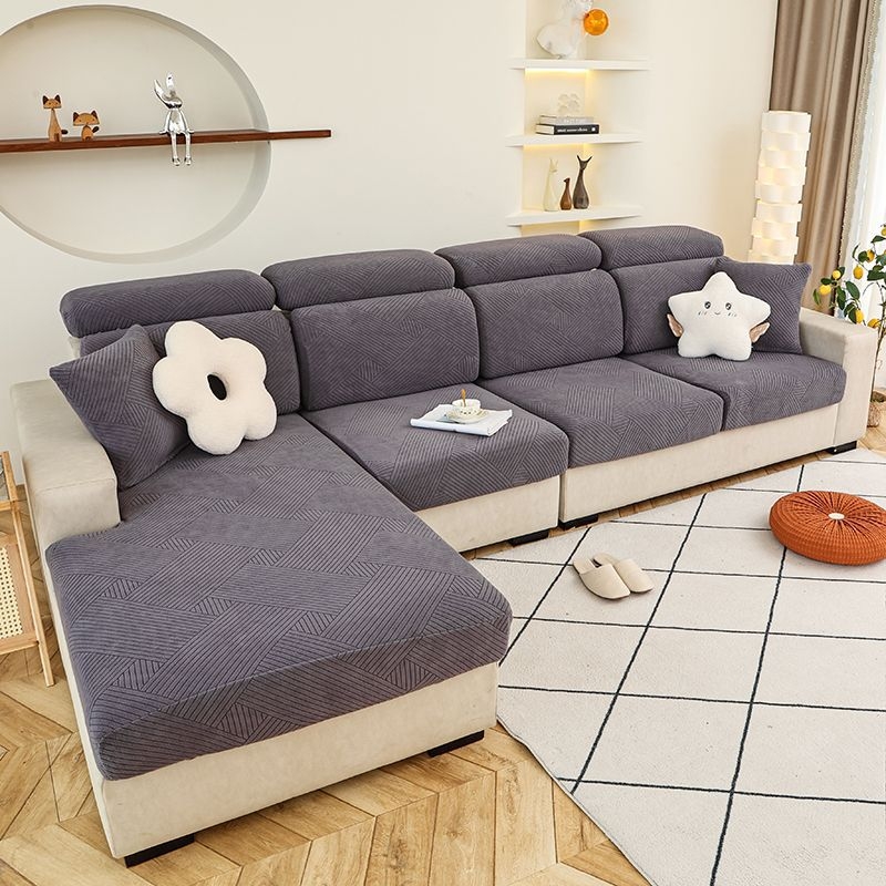 Debeli navlaka za kauč s elastičnim punjenjem, univerzalni set za kauč- chaise longue, protuklizna zaštitna navlaka, skandinavski stil