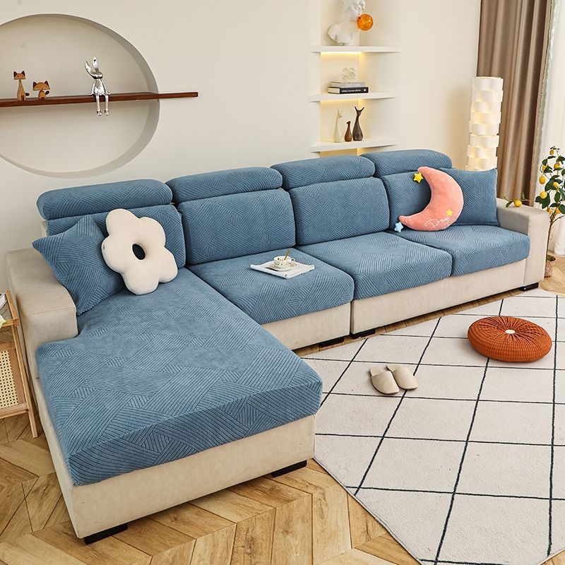 Debeli navlaka za kauč s elastičnim punjenjem, univerzalni set za kauč- chaise longue, protuklizna zaštitna navlaka, skandinavski stil