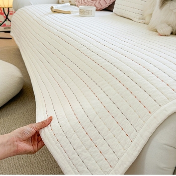 Set navlaka za kauč i jastuk od 100% pamuka s prugastim uzorkom, minimalistički stil, protuklizna podloga