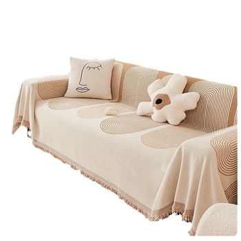 Chenille navlaka za kauč, minimalistički nordijski stil, prugasti uzorak, univerzalno za sve sezone, otporan na grebanje mačaka