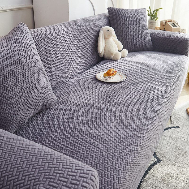 Navlaka za kutnu sofu od fleece materijala, jednobojni uzorak, minimalistički stil, proljeće 2026