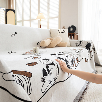 Покривало за диван с бохемски стил и кленово листо, жакард Chenille, цяло покритие за триседящ диван, подходящо за всички сезони, нов стил