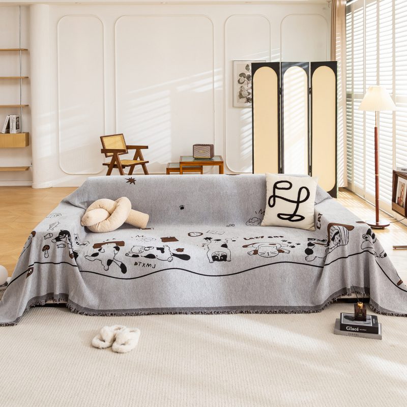 Покривало за диван с бохемски стил и кленово листо, жакард Chenille, цяло покритие за триседящ диван, подходящо за всички сезони, нов стил