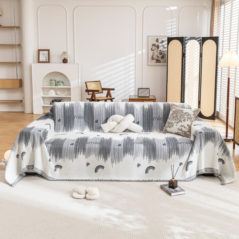 Покривало за диван с бохемски стил и кленово листо, жакард Chenille, цяло покритие за триседящ диван, подходящо за всички сезони, нов стил