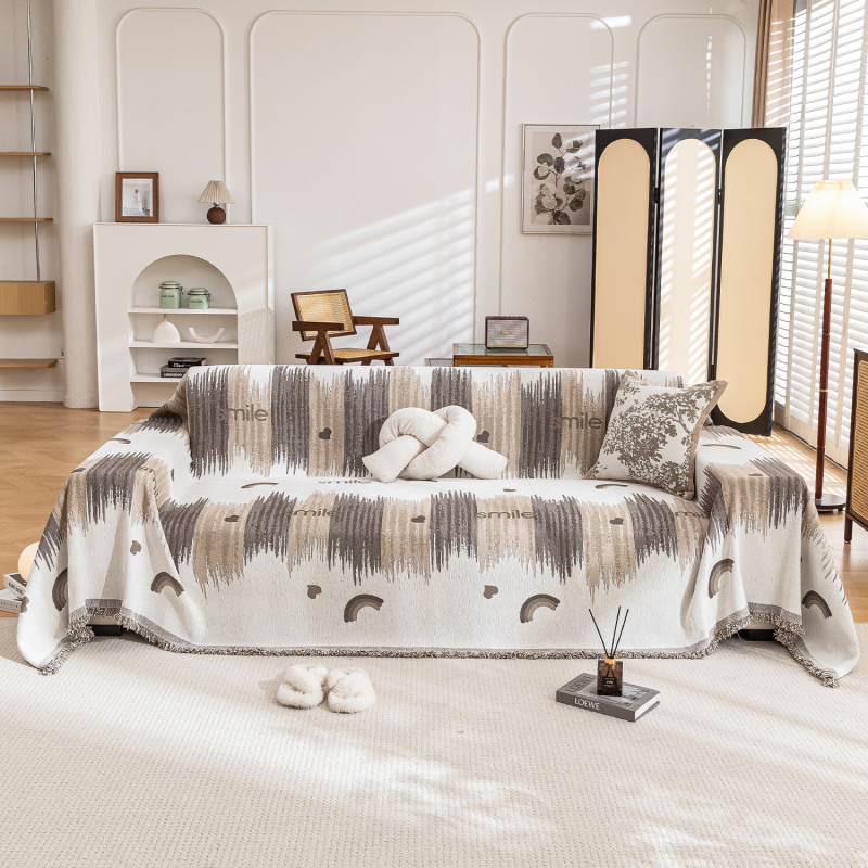 Покривало за диван с бохемски стил и кленово листо, жакард Chenille, цяло покритие за триседящ диван, подходящо за всички сезони, нов стил