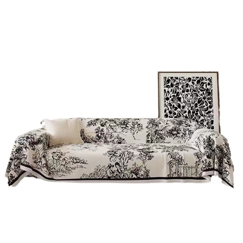 Дивански калъф за триседен диван от полиестер, с геометричен и флорален модел, INS стил
