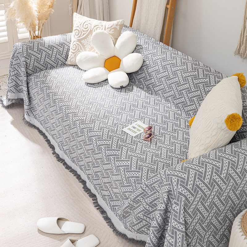 Nordijski pamuk-linen presvlaka za modularne sofe – potpuno pokriće, jednostavan uzorak