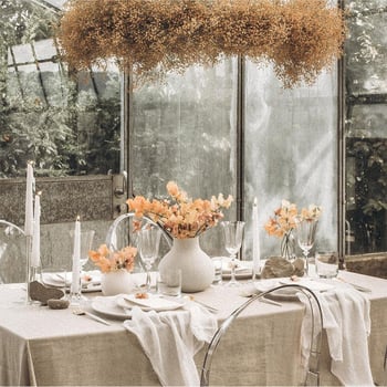 Stolnjak za vjenčanja i rođendanske deserte stolova, pravokutnog oblika, pamuk, zaštita od prašine i dekorativna funkcija, moderni minimalistički stil, jednofarbni uzorak