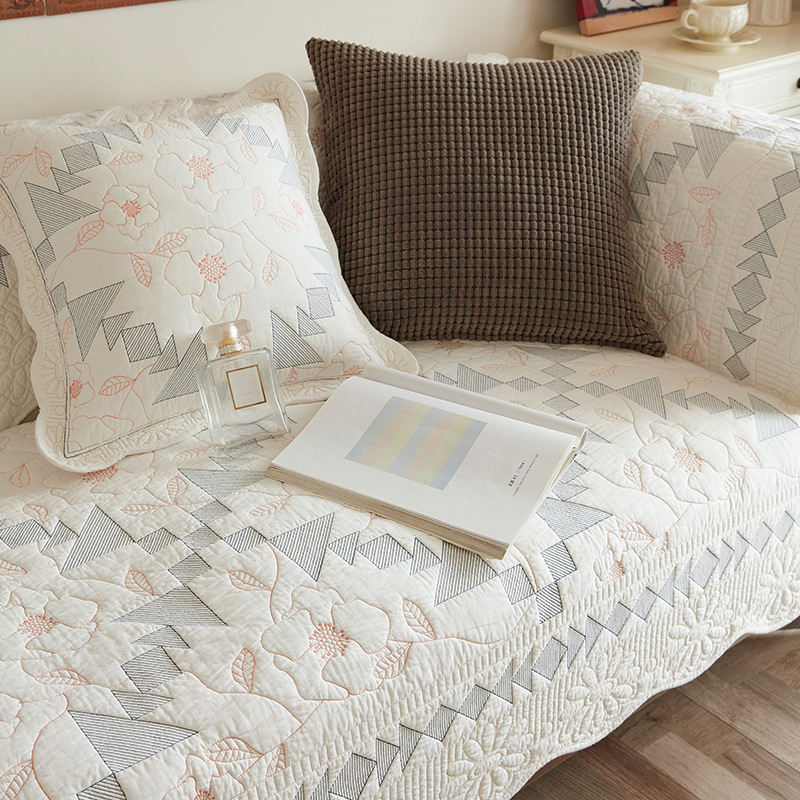 Navlaka za jastučnicu kauča, francuskog stila, vintage vez, protuklizna, pamuk