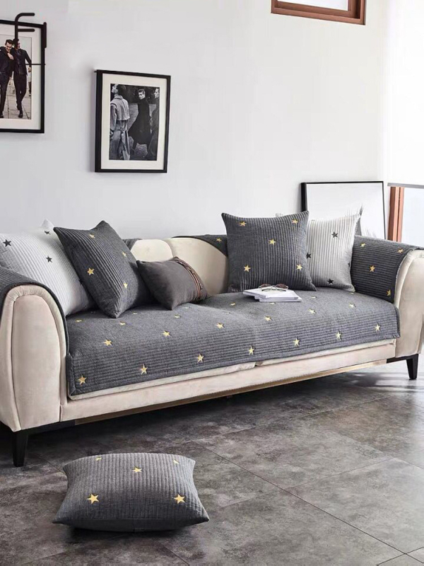 Μαξιλάρι καναπέ με αντιολισθητικό ύφασμα από 100% βαμβάκι, κέντημα με αστέρι πέντε ακτών, νορδικού στυλ, μοντέρνο μινιμαλιστικό σχέδιο
