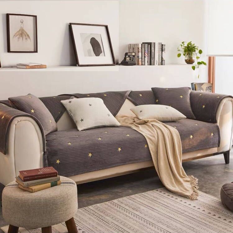 Μαξιλάρι καναπέ με αντιολισθητικό ύφασμα από 100% βαμβάκι, κέντημα με αστέρι πέντε ακτών, νορδικού στυλ, μοντέρνο μινιμαλιστικό σχέδιο